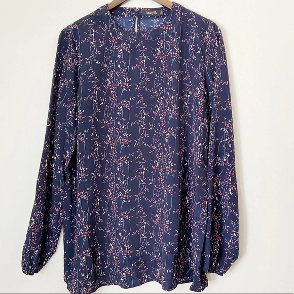 Floral Tunic Patterned Blouse Long Sleeve Top With Sash Size 1XL Tie Waist - Picture 9 of 11